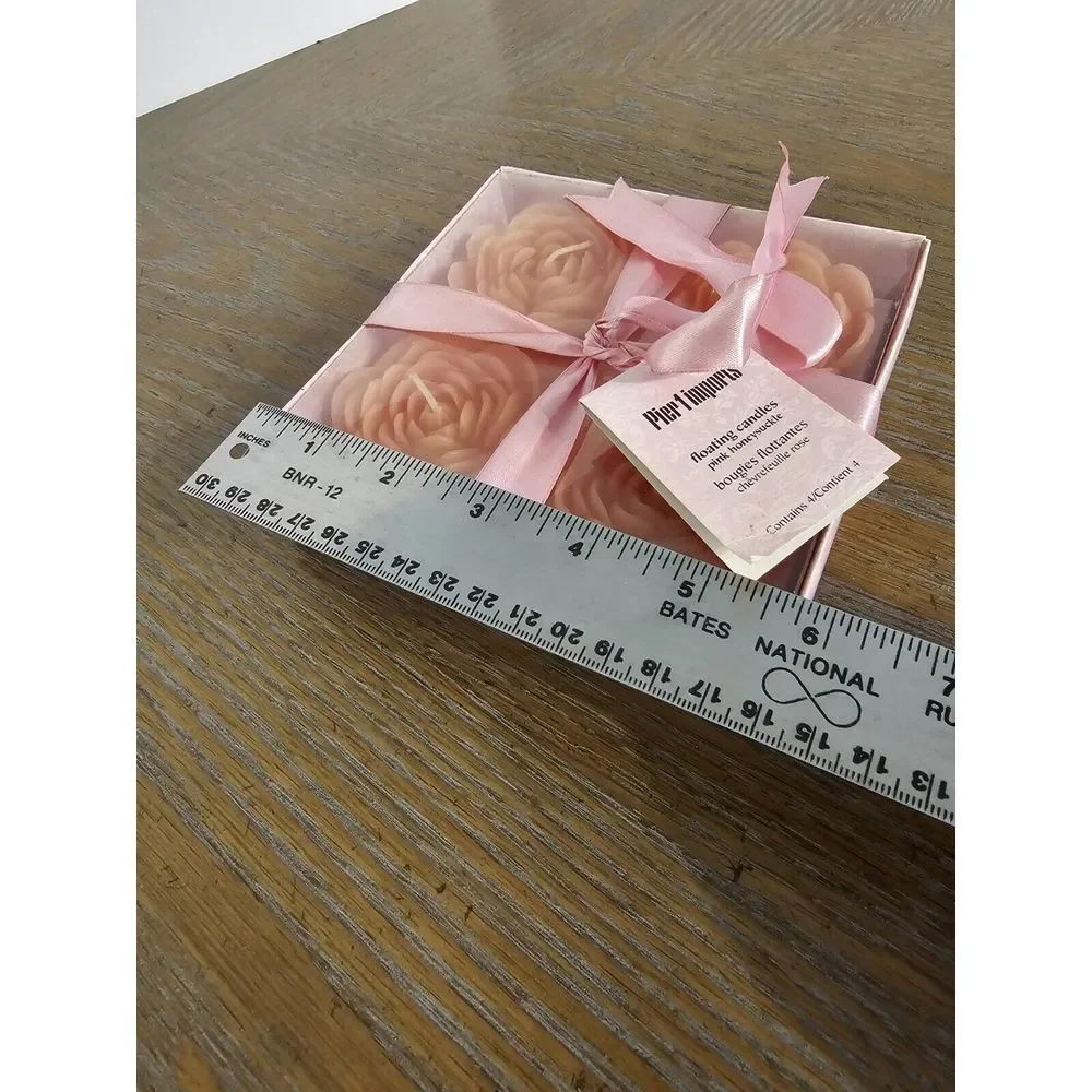 Vintage Pier One‎ Imports Floating Candles Gift Set Of 4 Pink Honeysuckle